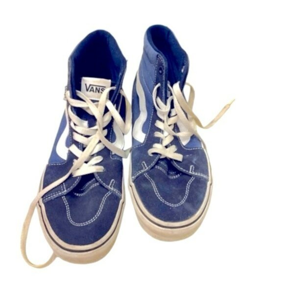 Vans Filmore SK8 Hi Top Suede Canvas Navy Blue sneaker skater shoe like new 9.5 - Picture 7 of 12